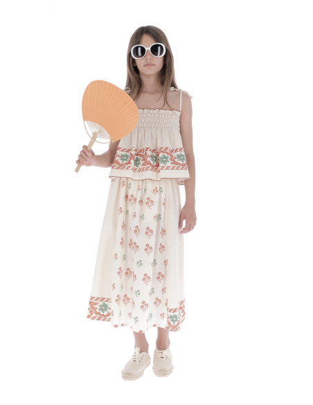 TP06- Top/Falda SMOCK CENEFA - Cenefa Naranja