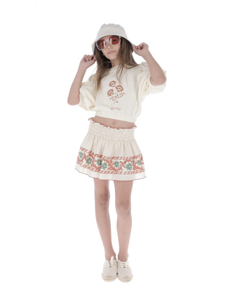 TP06- Top/Falda SMOCK CENEFA - Cenefa Naranja