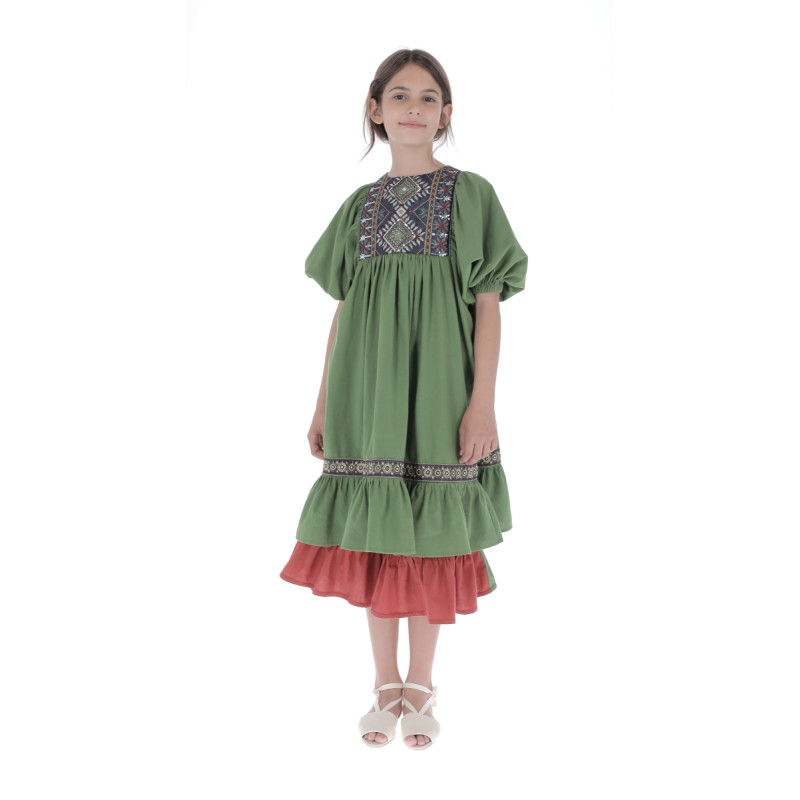 V04- Vestido CANESU BORDADO - Verde