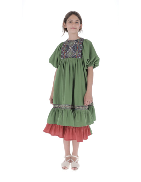 V04- Vestido CANESU BORDADO - Verde