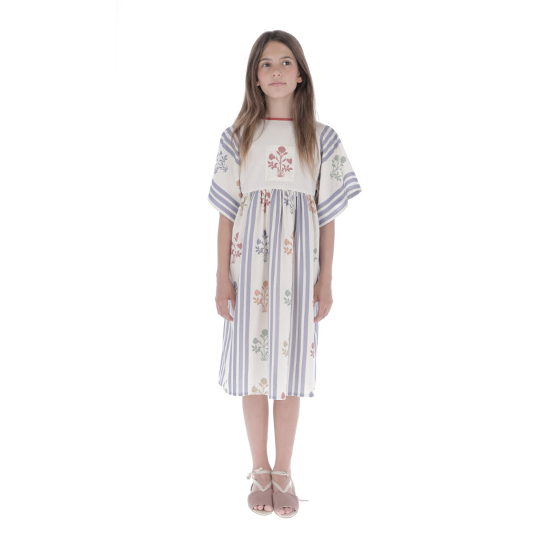 V06- Dress STRIPES AND FLOWERS - Flowers
