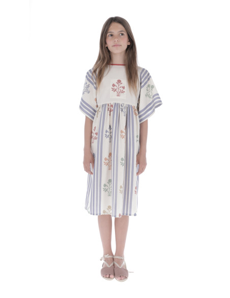 V06- Dress STRIPES AND FLOWERS - Flowers