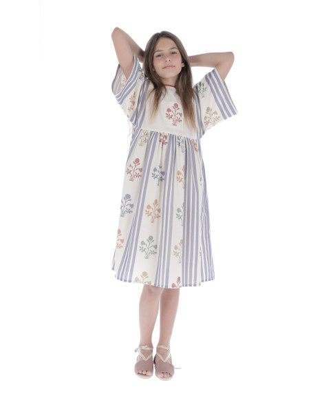 V06- Dress STRIPES AND FLOWERS - Flowers
