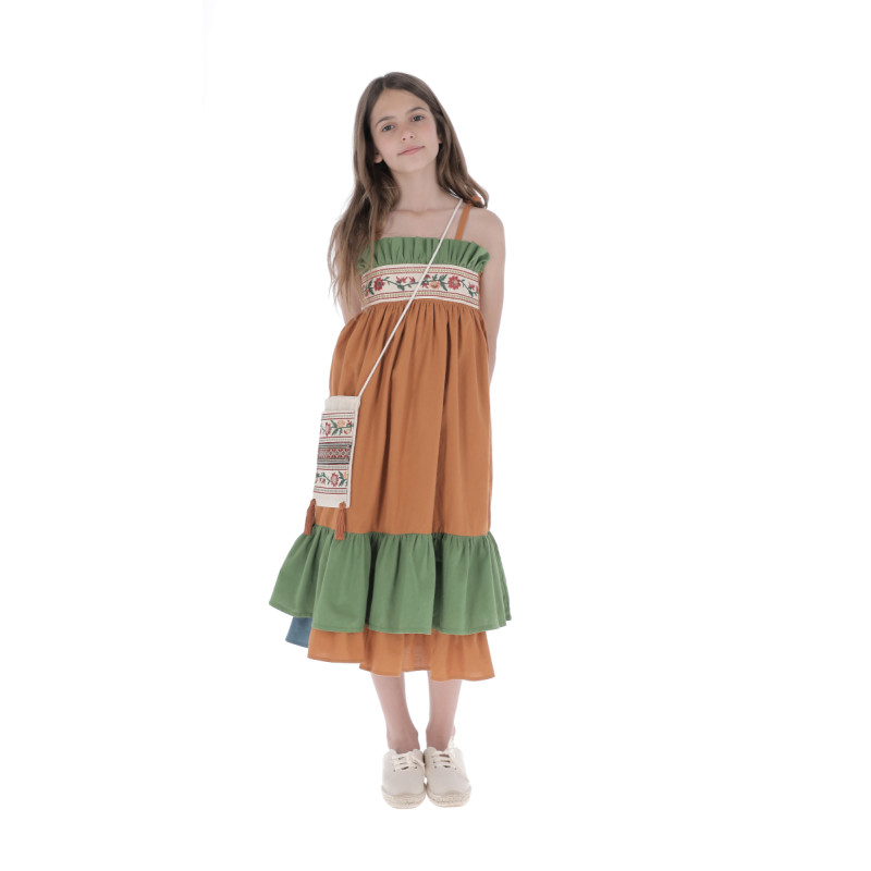 V08- Vestido BORDADO TIRANTES - Naranja