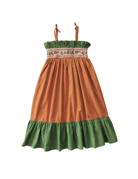 V08- Vestido BORDADO TIRANTES - Naranja