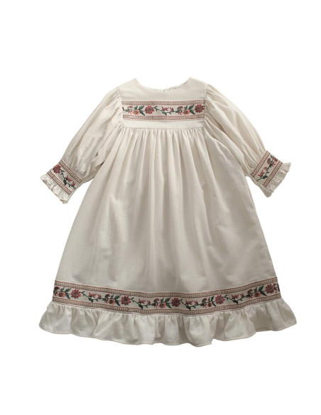V01- Vestido CENEFA BORDADA - Crudo