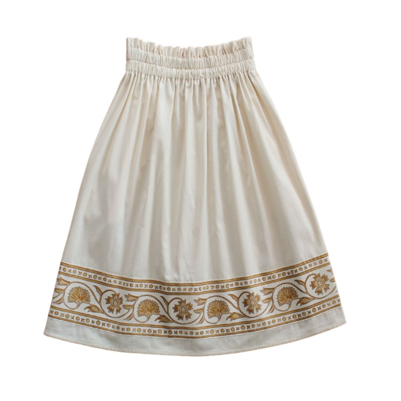 F10- Skirt SMOCK BORDER - Ocre