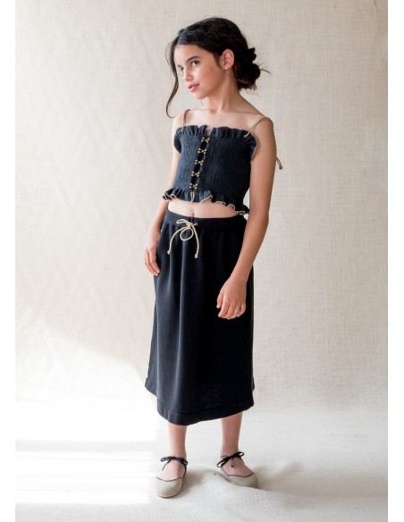 Smocked Top FALLA Dark Grey