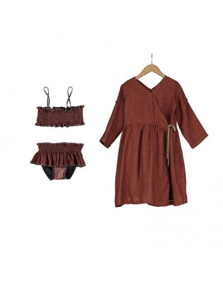 Bikini Set Linen/Lycra Russet/Pink