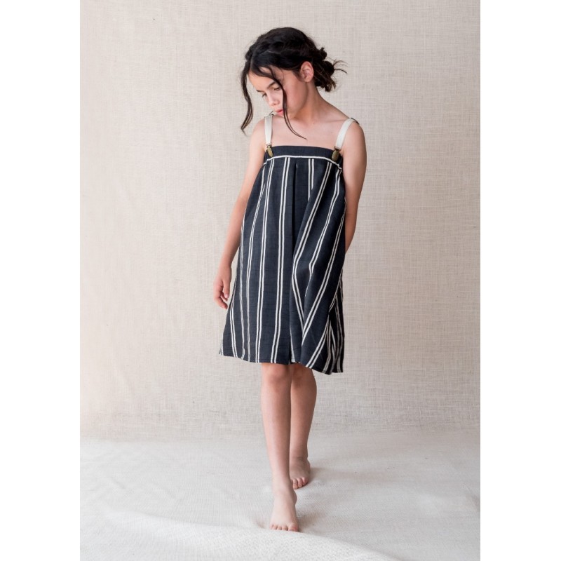 PL13-Vestido FUELLE RAYAS Negro