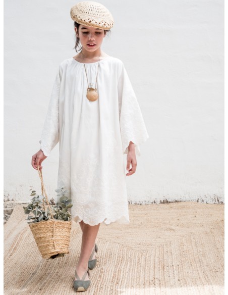 V09-Dress LINEN EMBROIDERED
