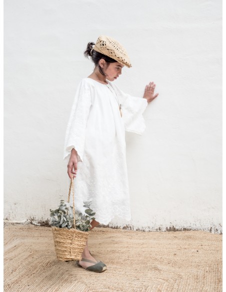 V09-Dress LINEN EMBROIDERED