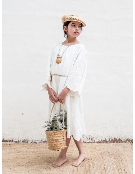 V09-Dress LINEN EMBROIDERED