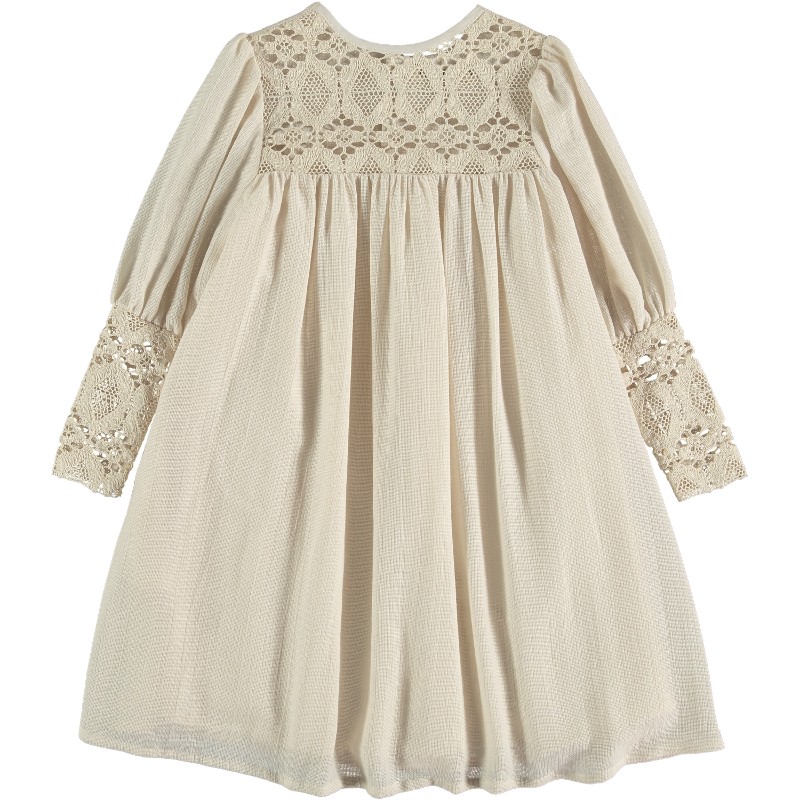 Dress EMBROIDERED LACE Beige